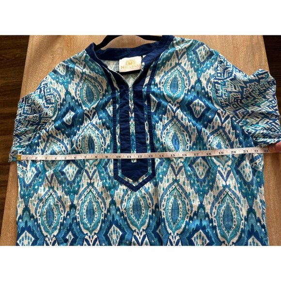 Nicoblu Nicobar Tunic in Deep Sea Blue Ikat Size 1X Petite - Picture 7 of 10